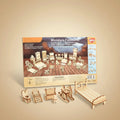 Bilingual Bedtime 3D Wooden Dollhouse Furniture Puzzle – 34pc Set