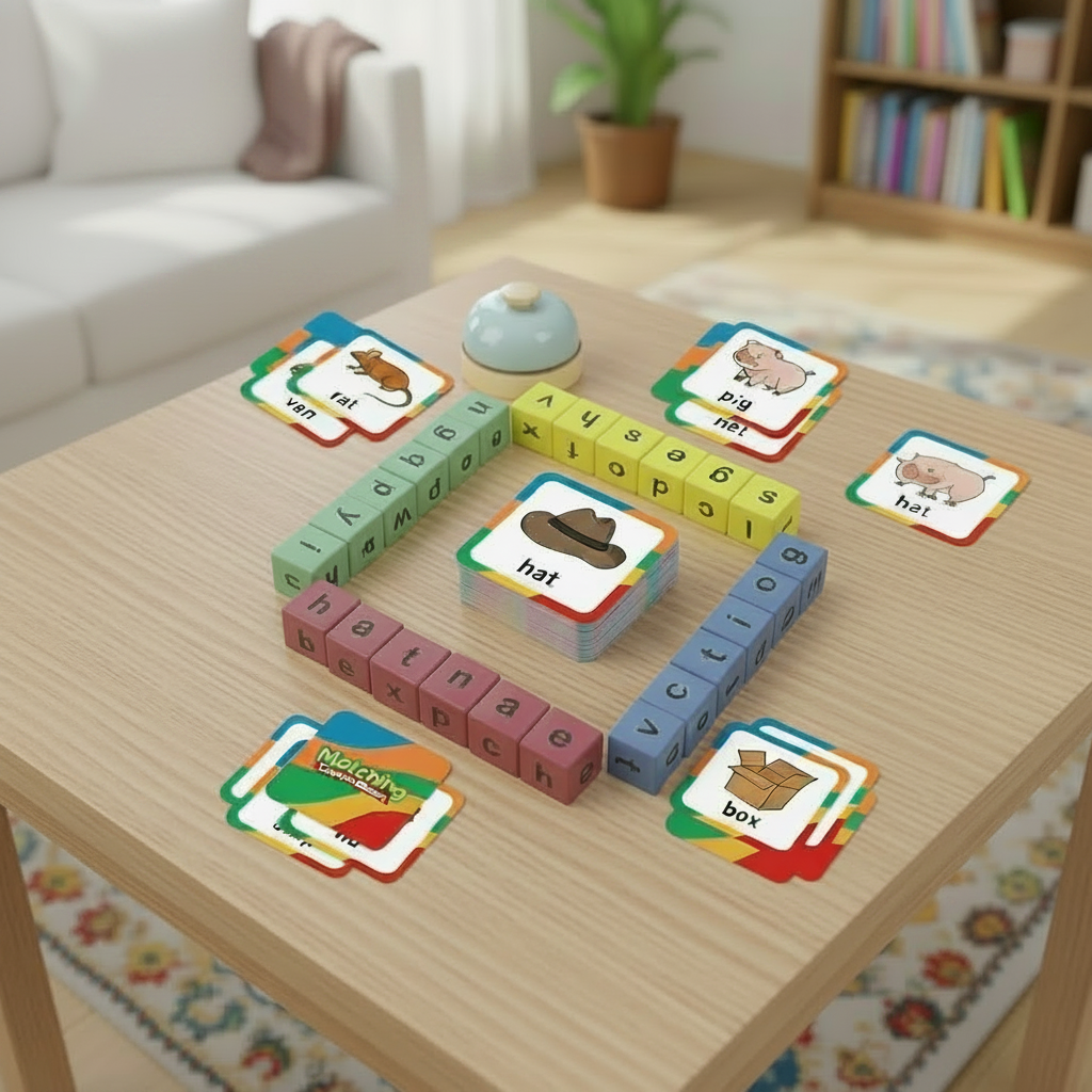 Our Family Story Deluxe Phonics Word Race & Spelling Wooden Block Game