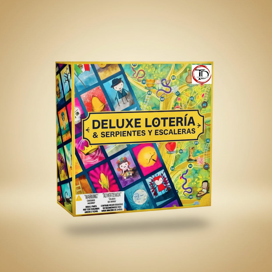 Bilingual Family Deluxe Lotería & Serpientes y Escaleras Wooden Game Set