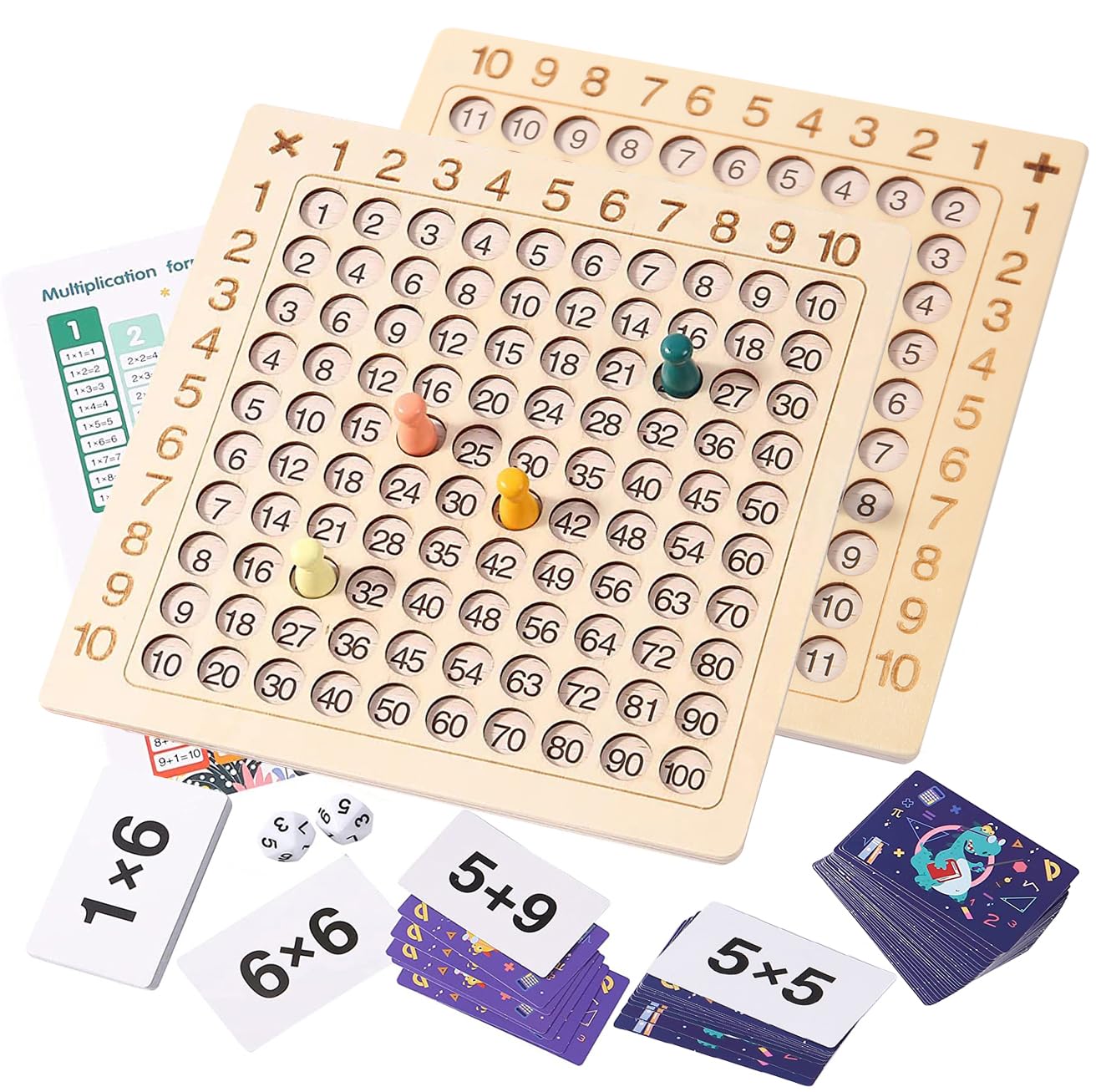 Bilingual Family 2-in-1 Wooden Arithmetic Board Game – Addition & Multiplication Set