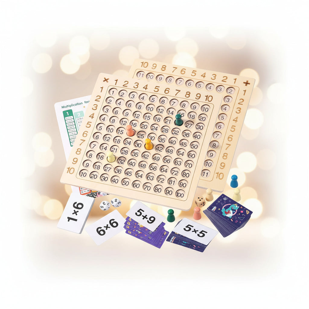 Bilingual Family 2-in-1 Wooden Arithmetic Board Game – Addition & Multiplication Set