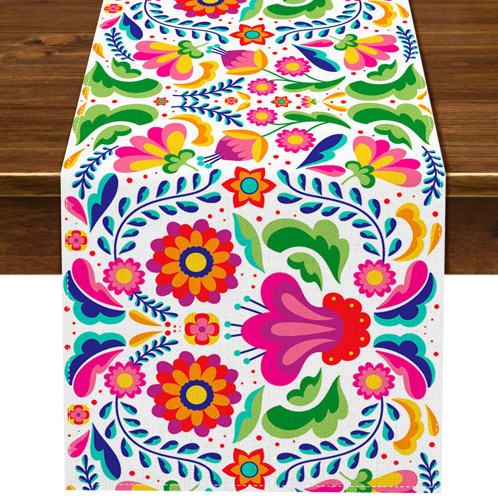 Abuela's Kitchen Traditional Mexican Embroidered-Style Table Runner