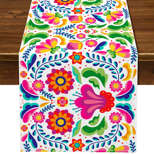 Abuela's Kitchen Traditional Mexican Embroidered-Style Table Runner